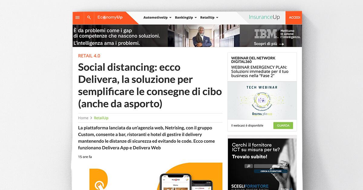 EconomyUp - Social distancing: ecco Delivera, la soluzione per semplificare le consegne di cibo (anche da asporto)