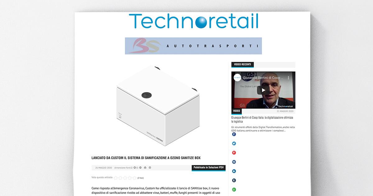 Technoretail - Lanciato da Custom il sistema di sanificazione a ozono SANItize box