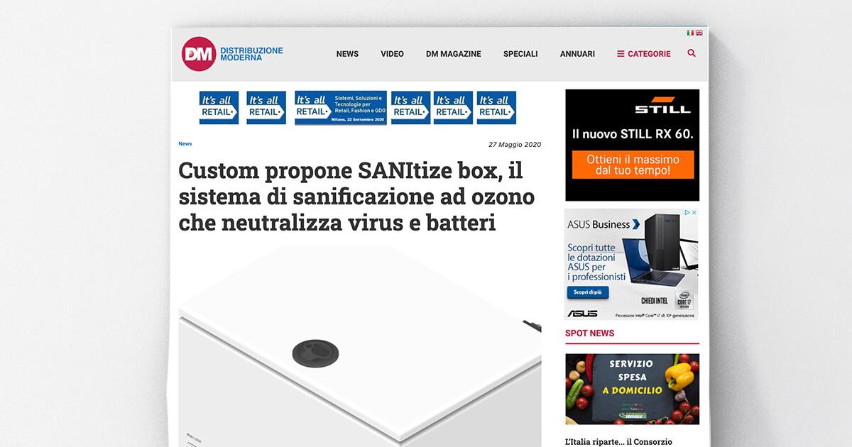 Distribuzione Moderna - Custom propone SANItize box, il sistema di sanificazione ad ozono che neutralizza virus e batteri