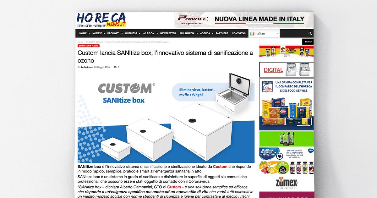 Horeca News - Custom lancia SANItize box, l’innovativo sistema di sanificazione a ozono