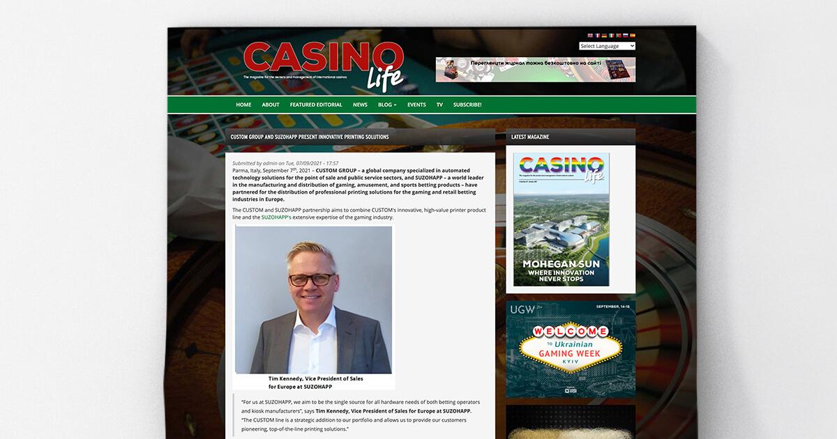 Casino Life - CUSTOM GROUP与SUZOHAPP推出创新打印解决方案