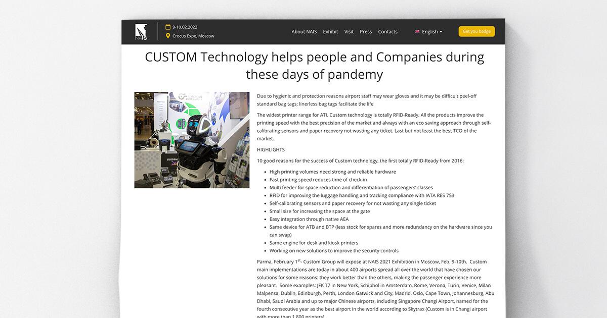 NAIS - CUSTOM技术在疫情期间为人们和企业提供帮助