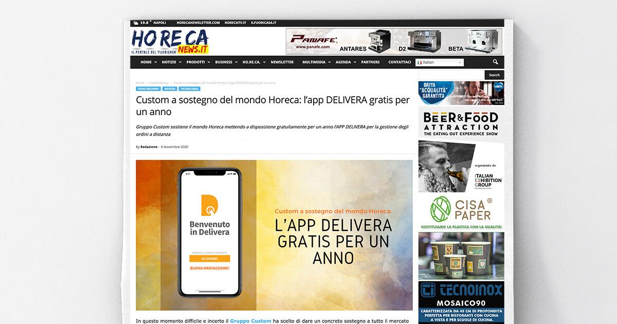 Horeca News - Custom a sostegno del mondo Horeca: l’app DELIVERA gratis per un anno
