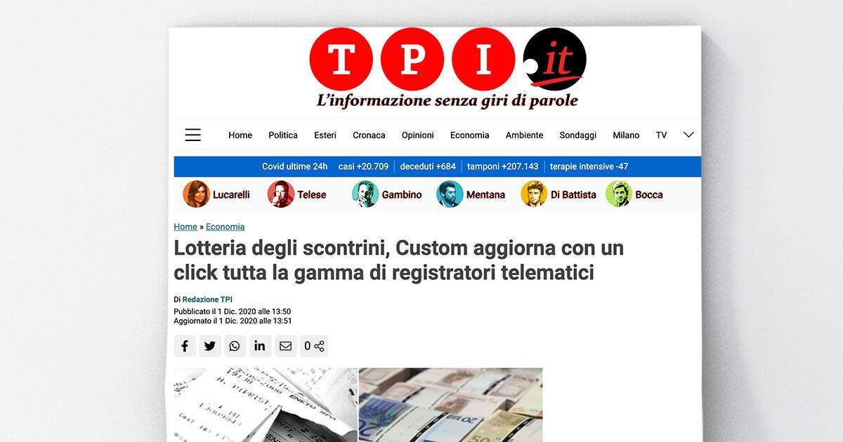TPI - Lotteria degli scontrini, Custom aggiorna con un click tutta la gamma di registratori telematici