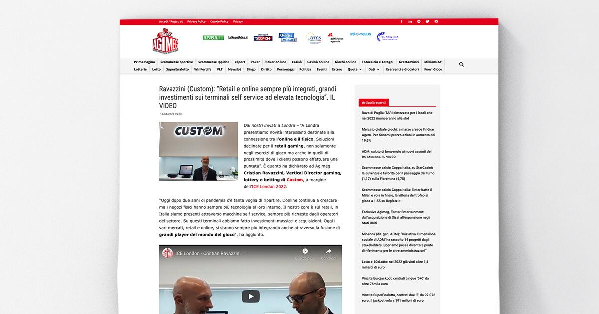 AGIMEG - Ravazzini (Custom): “Retail e online sempre più integrati, grandi investimenti sui terminali self service ad elevata tecnologia”