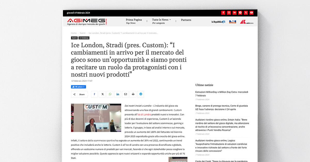 Agimec - Ice London, Stradi: “I cambiamenti in arrivo per il mercato del gioco sono un’opportunità"