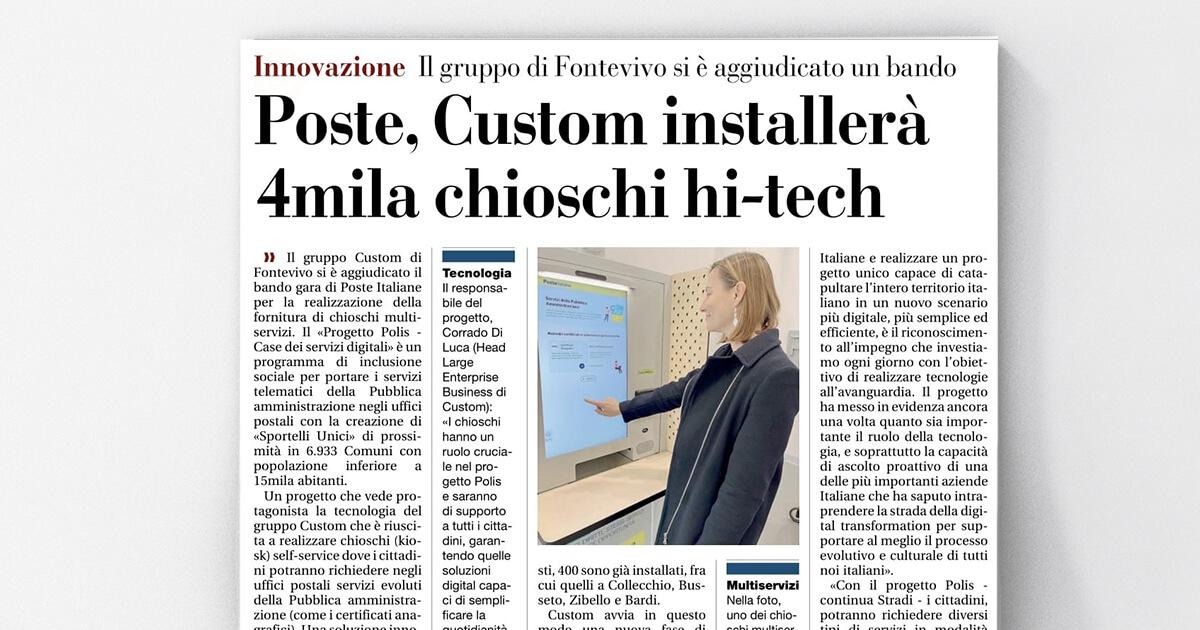 Gazzetta di Parma - Poste, Custom installerà 4mila chioschi hi-tech