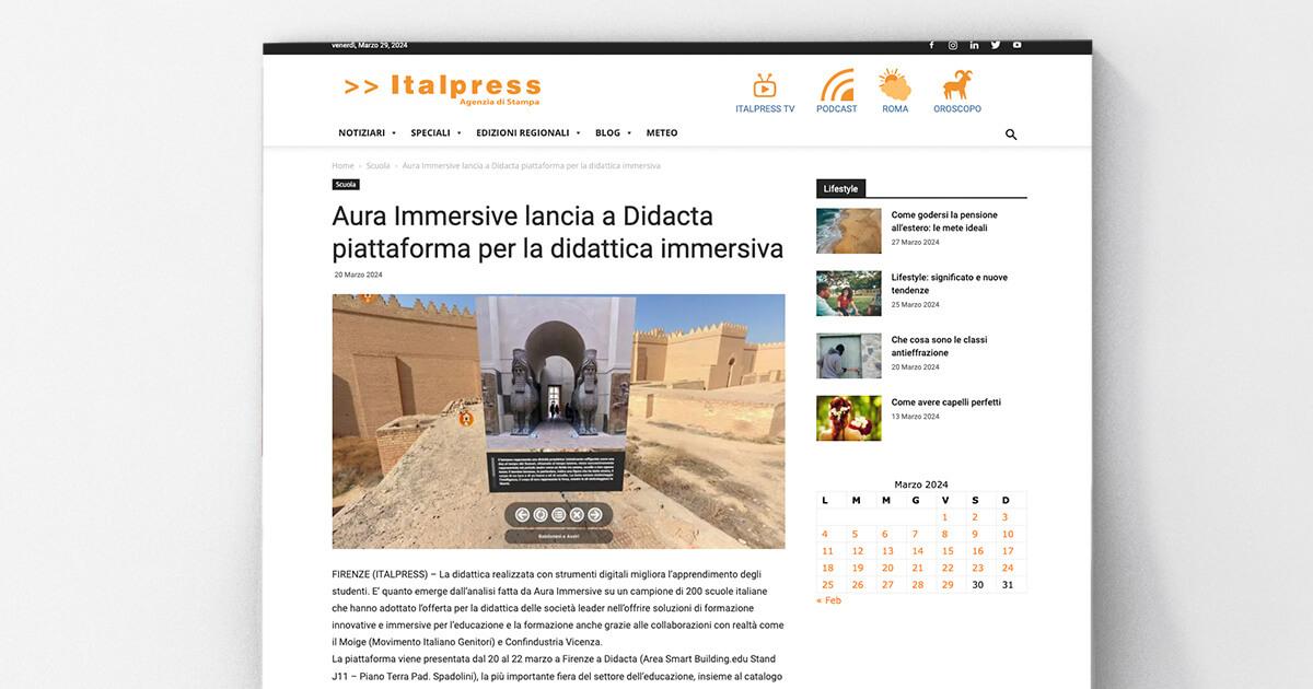 Italpress - Aura Immersive lancia a Didacta piattaforma per la didattica immersiva