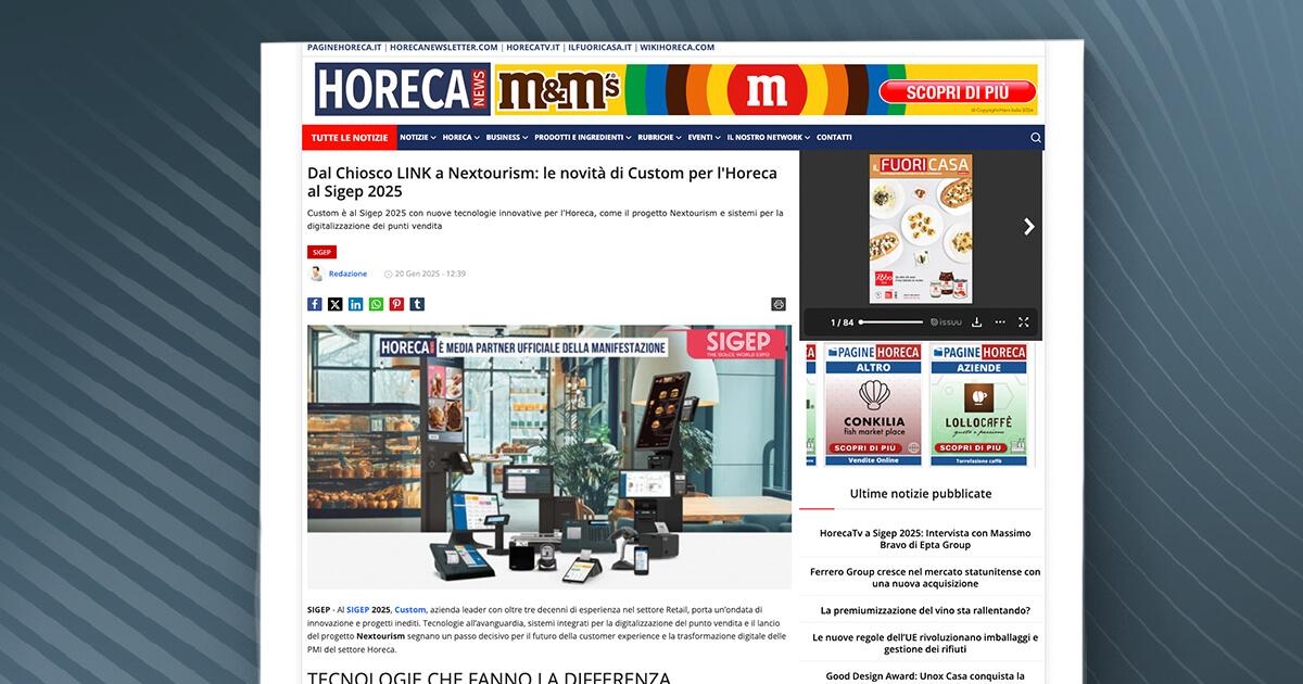 Horeca News - Dal Chiosco LINK a Nextourism: le novità di Custom per l'Horeca al Sigep 2025