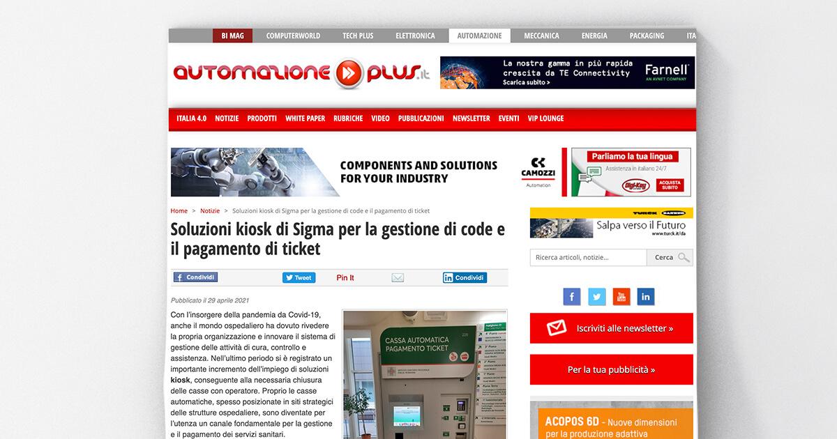 Automazione Plus - Soluzioni kiosk di Sigma per la gestione di code e il pagamento di ticket