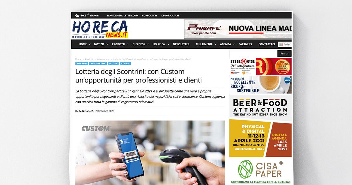 Horeca News - Lotteria degli Scontrini: con Custom un’opportunità per professionisti e clienti