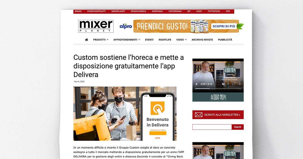 MixerPlanet - Custom sostiene l’horeca e mette a disposizione gratuitamente l’app Delivera