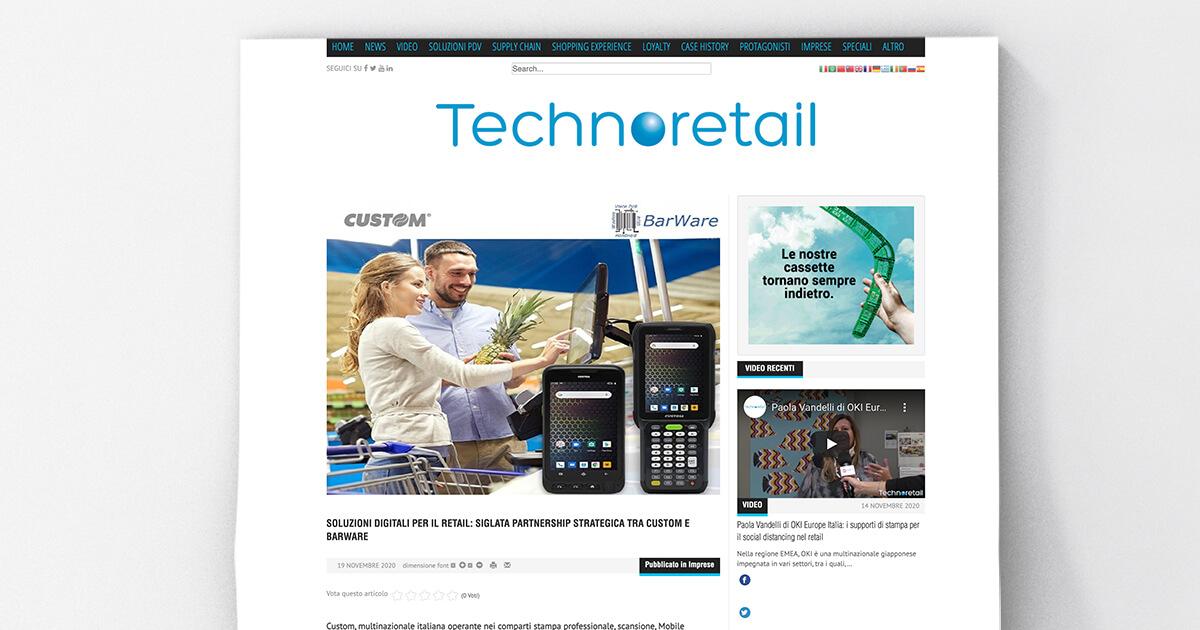 Technoretail - Soluzioni digitali per il Retail: siglata partnership strategica tra Custom e Barware