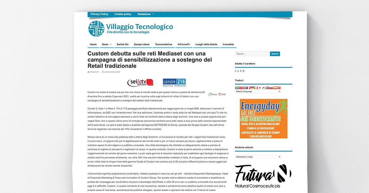 Villaggio Tecnologico - Custom debutta sulle reti Mediaset con una campagna di sensibilizzazione a sostegno del Retail tradizionale