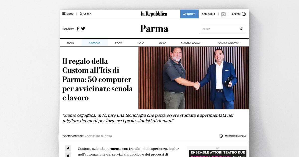 Repubblica - Il regalo della Custom all'Itis di Parma