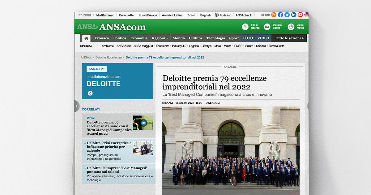 Ansa - Deloitte premia 79 eccellenze imprenditoriali nel 2022