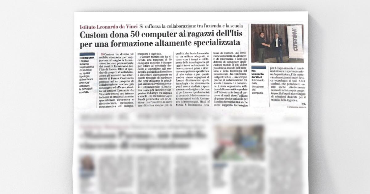 Gazzetta di Parma - Custom dona 50 computer ai ragazzi dell'Itis