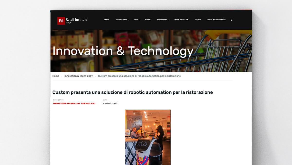 Retail Institute - Custom presenta una soluzione di robotic automation per la ristorazione