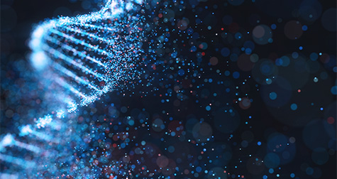 Particles forming a DNA helix