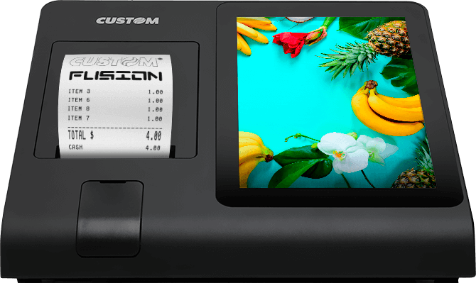 Vista frontal do PC POS Fusion Custom