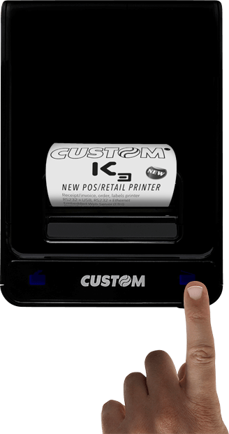 Turning on the POS printer K3 Custom