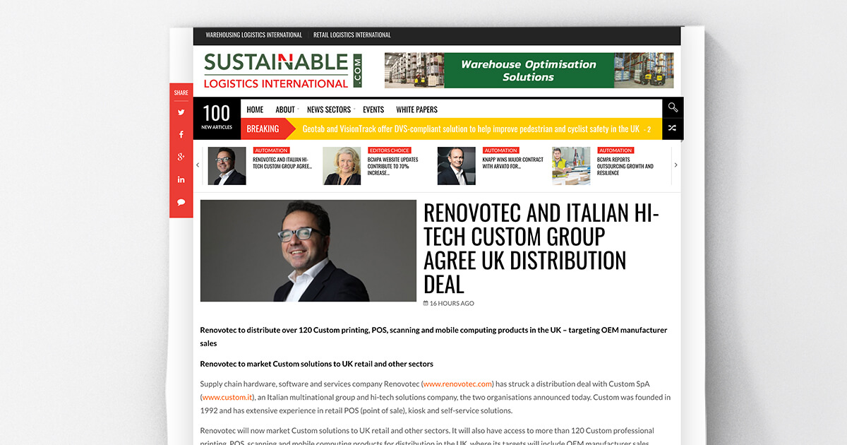 thumb_Sustainable Logistics International - Renovotec and Italian hi-tech Custom Group agree UK distribution deal
