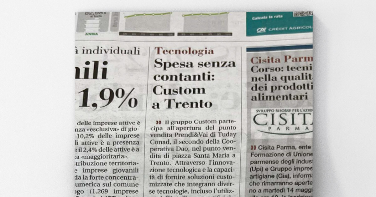 thumb_Gazzetta di Parma - Spesa senza contanti: Custom a Trento